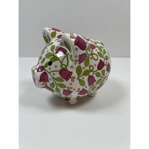 Collectible Porcelain Vera Bradley Lilli Bell Piggy Bank In Floral Pattern